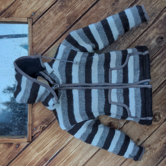 EUC striped brown & cream wool jacket - Picture 2 of 5